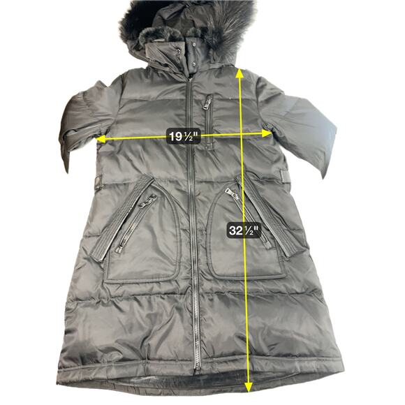 Vince Camuto Black Goose Down Puffer Coat Jacket Faux Fur Womens Size Medium M - Picture 10 of 12